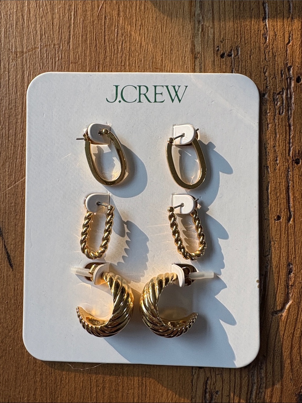 Set of 3 gold plated hoop earrings - Picture 5 of 5